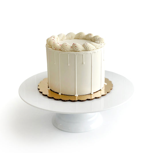 Cream Cheese Cake filled w/ Guava Filling covered w/ White Chocolate Ganache