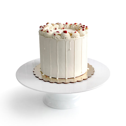 Cream cheese Cake filled w/ Raspberry Cheesecake