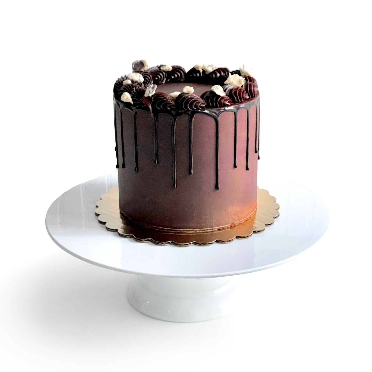 Chocolate Cake filled w/ Cookie Dough covered w/ Dark Chocolate Ganache